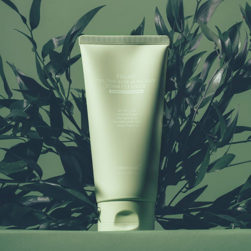 DERMASHARE Vegan Tea Tree Acne pH Balance Foam Cleanser 150ml Low Irritation K Beauty _ Made in Korea